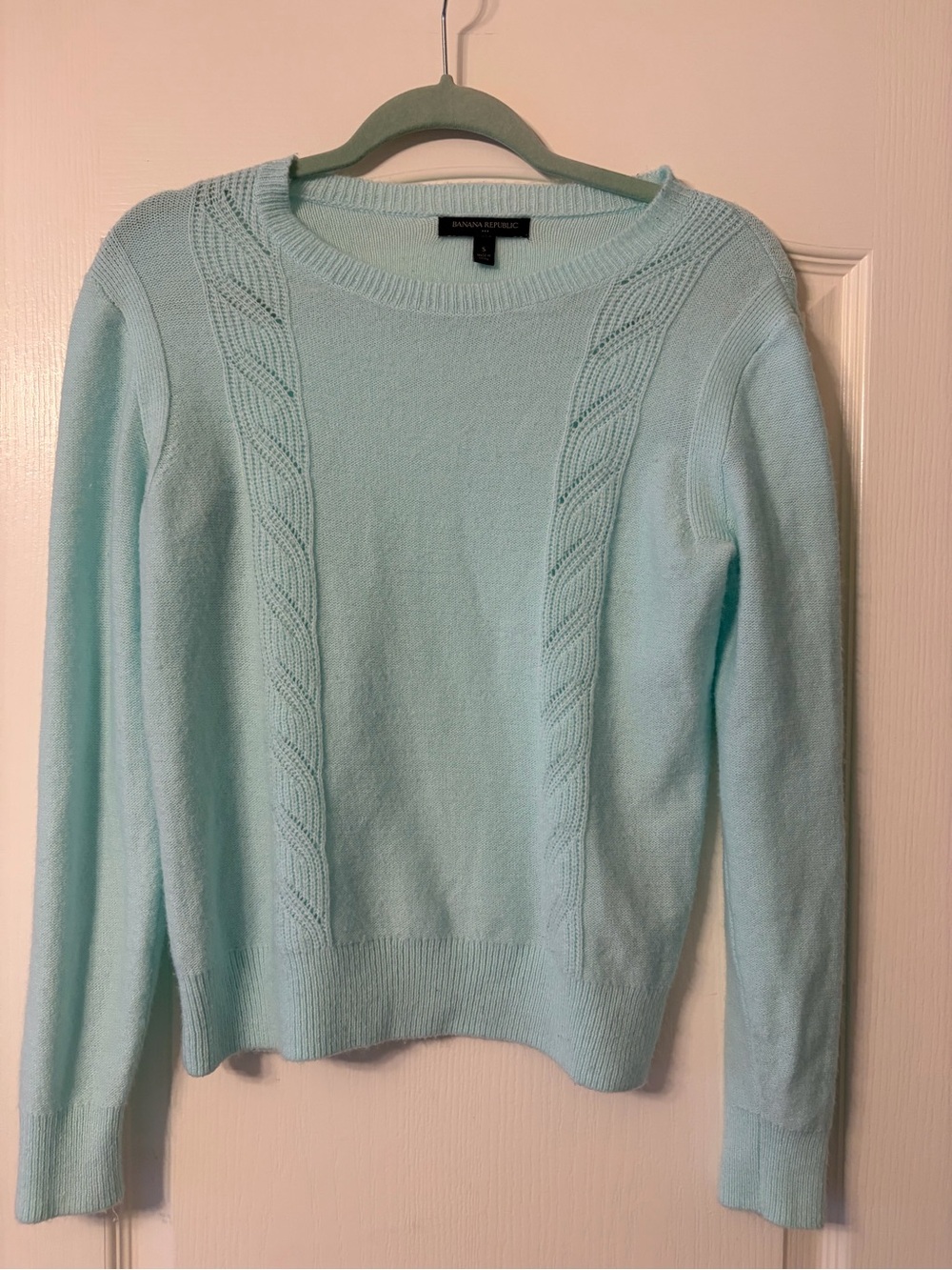 Banana Republic Mint Cable-Panel Crewneck Sweater